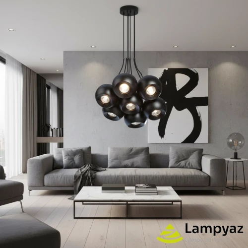 Lampa wisząca metalowa czarno-złota 7-punktowa AZ1032 z serii NOA - Azzardo