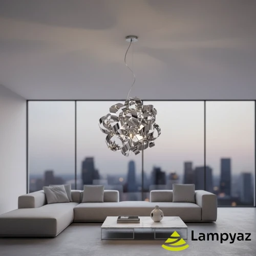 Lampa wisząca metalowa chromowana 9-punktowa AZ1691 z serii DELTA - Azzardo