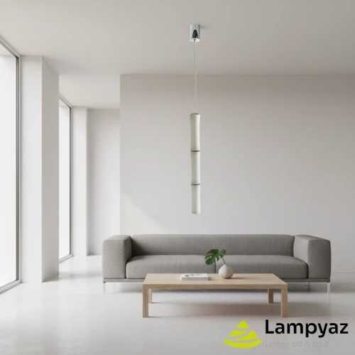 Lampa wisząca biała z tworzywa z chromem AZ1901 z serii BAMBOO - Azzardo