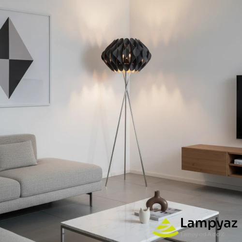 Lampa podłogowa szara metalowa 3-punktowa AZ2405 z serii RUBEN - Azzardo