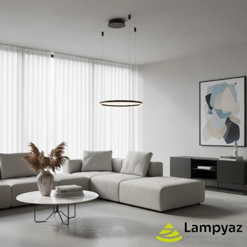 Lampa wisząca LED okrągła czarna 60cm AZ4968 z serii RING HALO - Azzardo