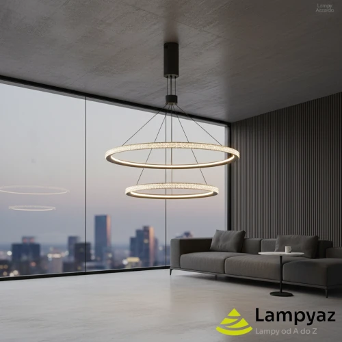 Lampa wisząca LED czarna metalowa dwupierścieniowa AZ5111 z serii DIEGO - Azzardo
