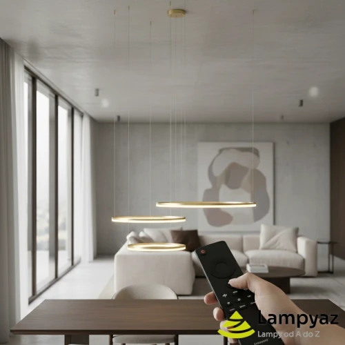 Lampa wisząca złota metalowa 3-pierścieniowa LED AZ5350 z serii RING HALO - Azzardo