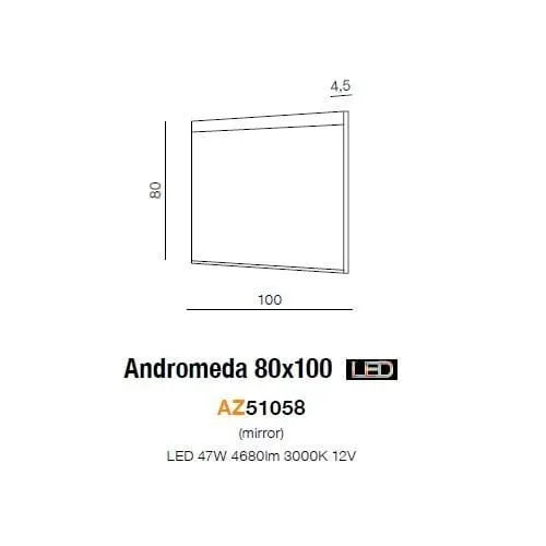 Lustro łazienkowe LED chromowane 100x80cm AZ51058 z serii Andromeda - Azzardo