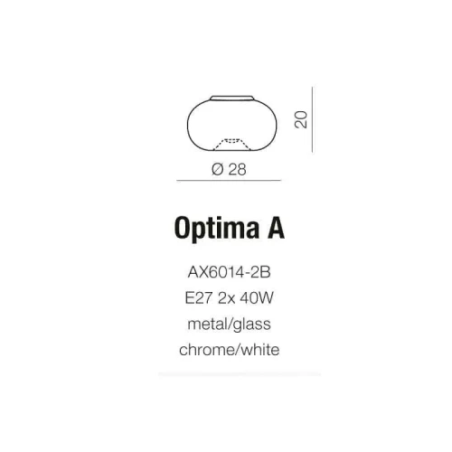Kinkiet szklany biały z chromem 2-punktowy AZ0181 z serii OPTIMA - Azzardo