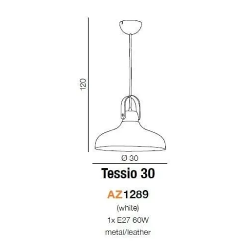 Lampa wisząca metalowa biała z tkaniną 30cm AZ1289 z serii TESSIO - Azzardo