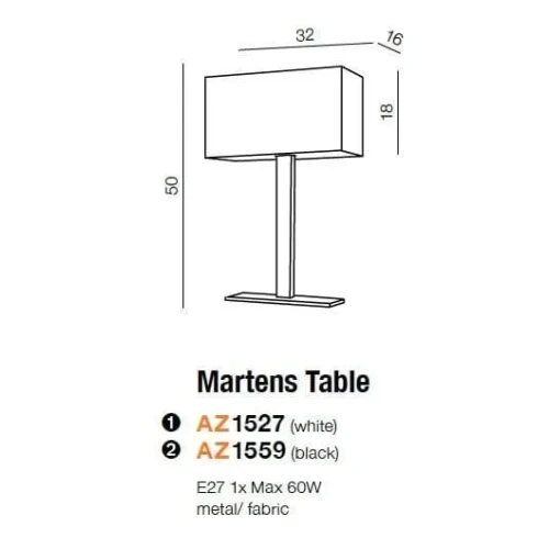 Lampa stołowa biała z tkaniny i chromu AZ1527 z serii MARTENS - Azzardo