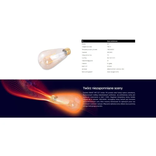 Żarówka smart LED E27 bursztynowa szklana 7W AZ3210 z serii EDISON - Azzardo