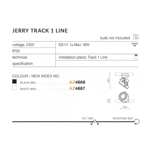 Reflektor szynowy biały metalowy 1-fazowy AZ4667 z serii Jerry 1Line - Azzardo